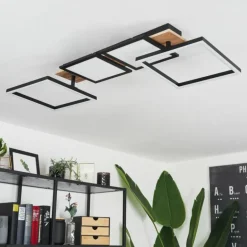 Plafonnier Avelal LED Brun, Couleur bois, Noir, 1 lumière