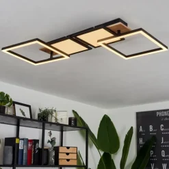 Plafonnier Avelal LED Brun, Couleur bois, Noir, 1 lumière