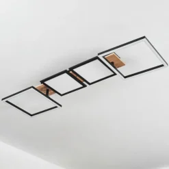 Plafonnier Avelal LED Brun, Couleur bois, Noir, 1 lumière