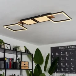 Plafonnier Avelal LED Brun, Couleur bois, Noir, 1 lumière