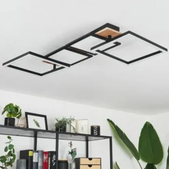 Plafonnier Avelal LED Brun, Couleur bois, Noir, 1 lumière