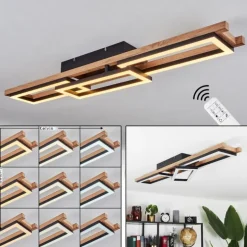 Plafonnier Ayajasco LED Brun, Couleur bois, Noir, 1 lumière