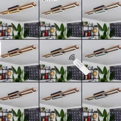 Plafonnier Ayajasco LED Brun, Couleur bois, Noir, 1 lumière