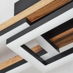Plafonnier Ayajasco LED Brun, Couleur bois, Noir, 1 lumière