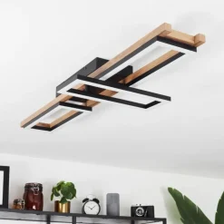 Plafonnier Ayajasco LED Brun, Couleur bois, Noir, 1 lumière