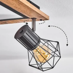 Plafonnier Bardhaman LED Brun, Chrome, Couleur bois, Noir, 5 lumières