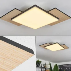 Plafonnier Barullu LED Bois clair, Noir, Blanc, 1 lumière