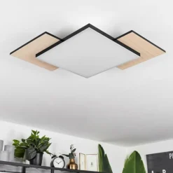 Plafonnier Barullu LED Bois clair, Noir, Blanc, 1 lumière