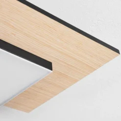 Plafonnier Barullu LED Bois clair, Noir, Blanc, 1 lumière