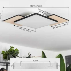 Plafonnier Barullu LED Bois clair, Noir, Blanc, 1 lumière