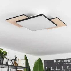 Plafonnier Barullu LED Bois clair, Noir, Blanc, 1 lumière