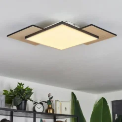 Plafonnier Barullu LED Bois clair, Noir, Blanc, 1 lumière
