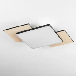 Plafonnier Barullu LED Bois clair, Noir, Blanc, 1 lumière