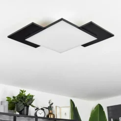 Plafonnier Barullu LED Bois clair, Noir, Blanc, 1 lumière