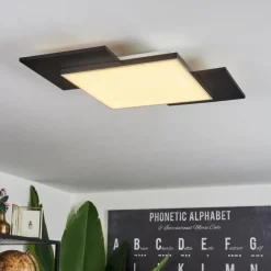 Plafonnier Barullu LED Bois clair, Noir, Blanc, 1 lumière