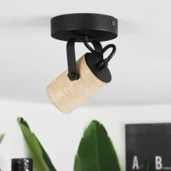 Plafonnier Beleco Écru, Noir, 1 lumière