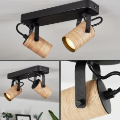 Plafonnier Beleco Écru, Noir, 2 lumières