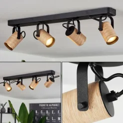 Plafonnier Beleco Écru, Noir, 4 lumières