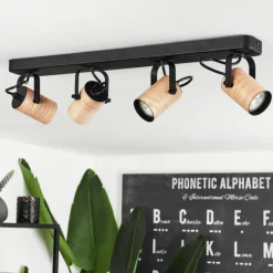 Plafonnier Beleco Écru, Noir, 4 lumières