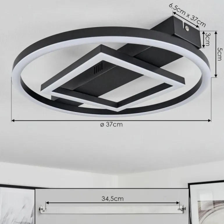 Plafonnier Canhoso LED Noir, 1 lumière