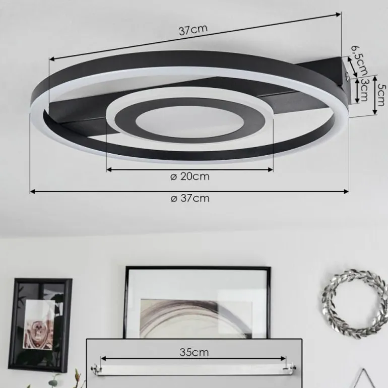 Plafonnier Canhoso LED Noir, 1 lumière