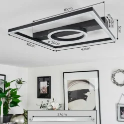 Plafonnier Canhoso LED Noir, 1 lumière