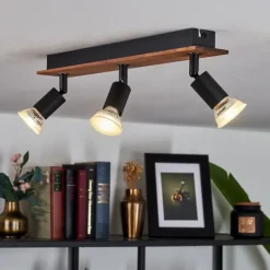 Plafonnier Castillo Bois foncé, Noir, 3 lumières