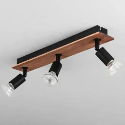 Plafonnier Castillo Bois foncé, Noir, 3 lumières