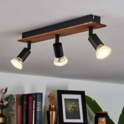 Plafonnier Castillo Bois foncé, Noir, 3 lumières