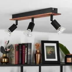 Plafonnier Castillo Bois foncé, Noir, 3 lumières