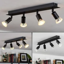 Plafonnier Castillo Noir, 4 lumières