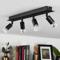 Plafonnier Castillo Noir, 4 lumières