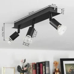 Plafonnier Castillo Noir, 3 lumières