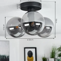 Plafonnier Cebola Noir, 3 lumières