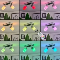 Plafonnier Cerejeiras LED Chrome, 2 lumières, Télécommandes, Changeur de couleurs