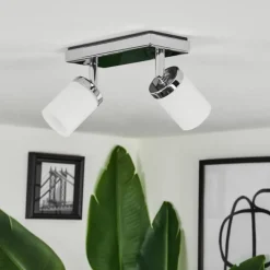 Plafonnier Cerejeiras LED Chrome, 2 lumières, Télécommandes, Changeur de couleurs