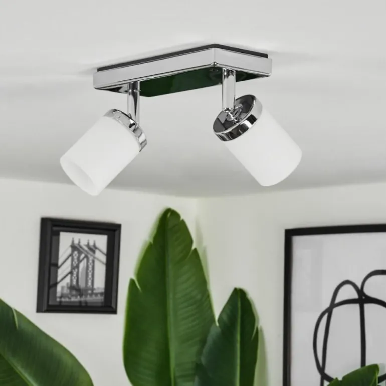 Plafonnier Cerejeiras LED Chrome, 2 lumières, Télécommandes, Changeur de couleurs