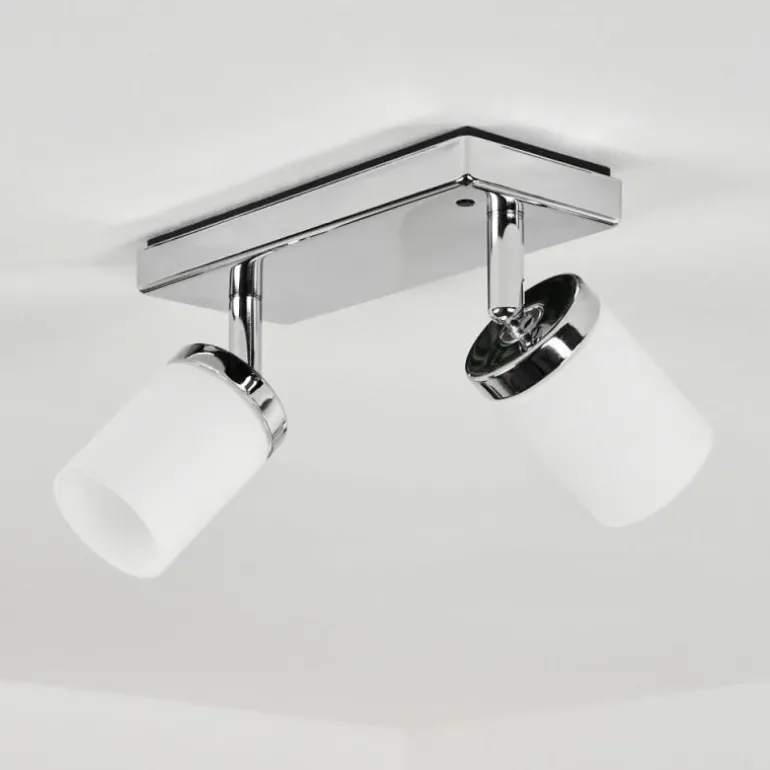 Plafonnier Cerejeiras LED Chrome, 2 lumières, Télécommandes, Changeur de couleurs