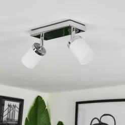 Plafonnier Cerejeiras LED Chrome, 2 lumières, Télécommandes, Changeur de couleurs