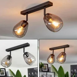 Plafonnier Chaiguao Noir, 2 lumières