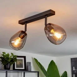 Plafonnier Chaiguao Noir, 2 lumières