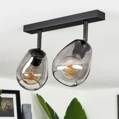 Plafonnier Chaiguao Noir, 2 lumières