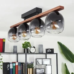 Plafonnier Chauplane Bois foncé, Noir, 4 lumières