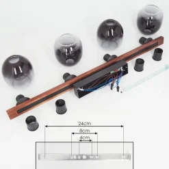 Plafonnier Chauplane Bois foncé, Noir, 4 lumières