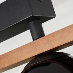 Plafonnier Chauplane Bois foncé, Noir, 4 lumières