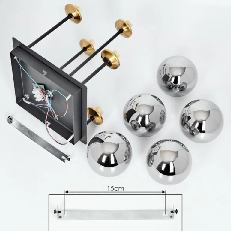 Plafonnier Chehalis Laiton, Noir, 5 lumières