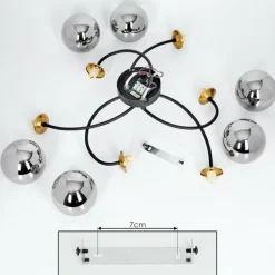 Plafonnier Chehalis Laiton, Noir, 6 lumières