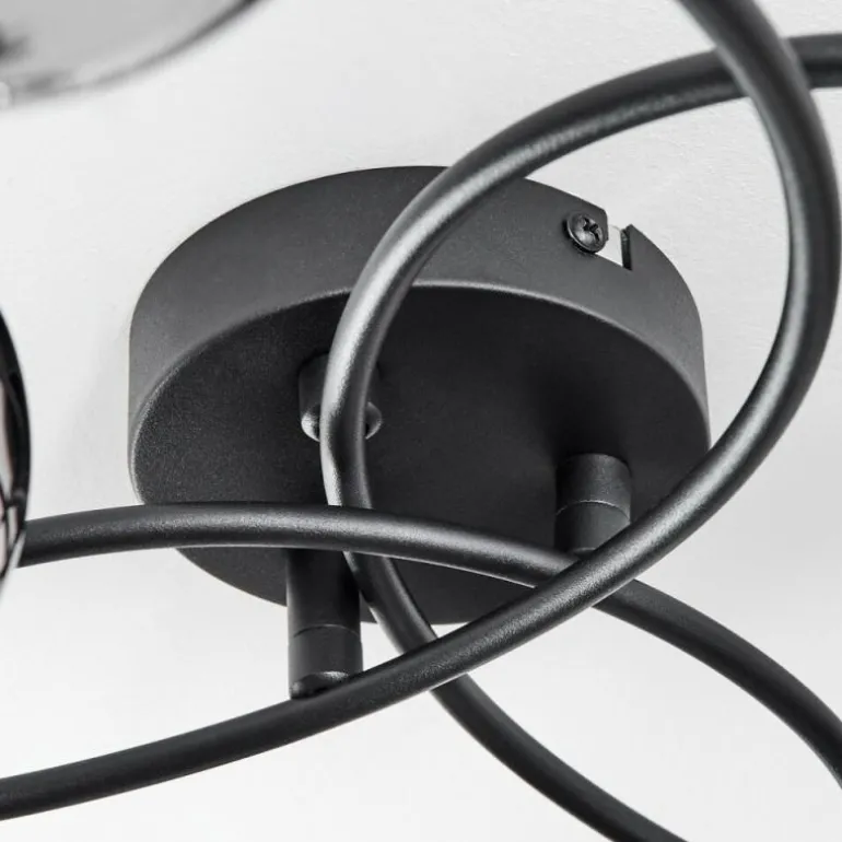 Plafonnier Chehalis Laiton, Noir, 6 lumières