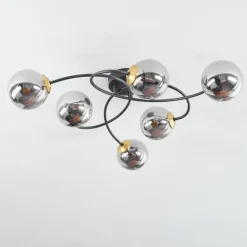 Plafonnier Chehalis Laiton, Noir, 6 lumières