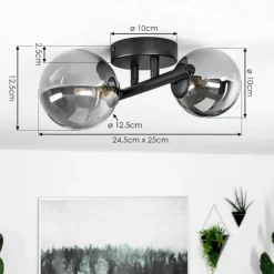 Plafonnier Chehalis LED Noir, 2 lumières